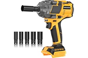 Cordless Impact Wrench 1/2 Inch for Dee-Walt 20V Battery, 750Ft-lbs(1000N.m), Brushless Impact Driver with 3 Modes, LED Light