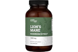 Earth Harmony Naturals Organic Lions Mane Supplement (1000mg), 2-Month Supply Lion's Mane Mushroom Supplement Extract to Support Focus, Memory (120 Capsules)