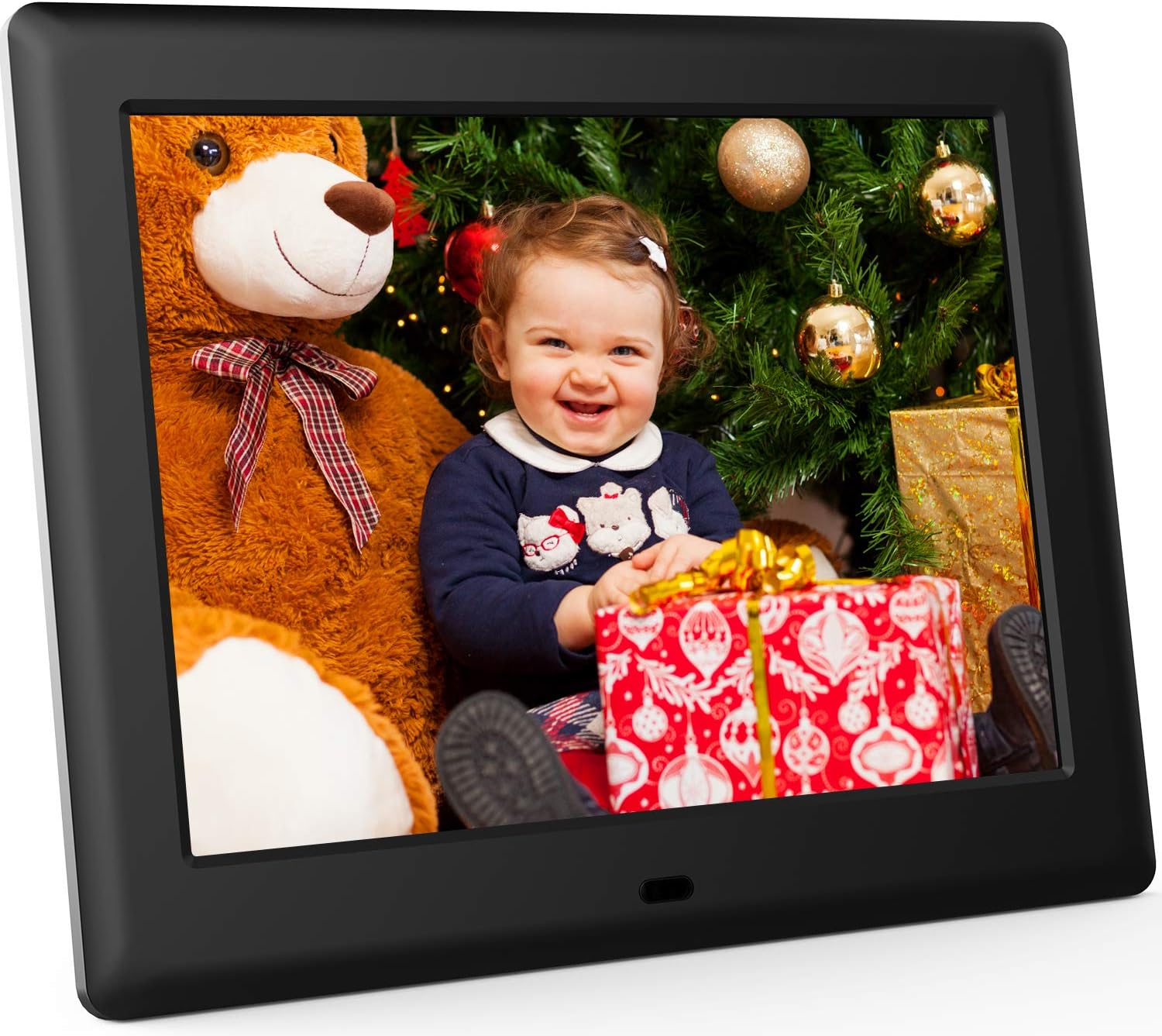 DBPOWER Digital Picture Frame 8 inch HD 4:3 (1024x768) IPS LCD Screen Electronic Slideshow Photo Frame with Calendar Time - Support 32GB USB Drive, SD Card, Remote Control, Wall Mountable