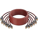 Adoreen 6-Channel RCA Audio Cable 8 Ft, Oxygen Free Copper Male to Male Twisted Pair RCA Interconnect Cable with Noise Reduction, Gold-Plated Premium Series for Car Stereo,Amplifier,Subwoofer,Speaker