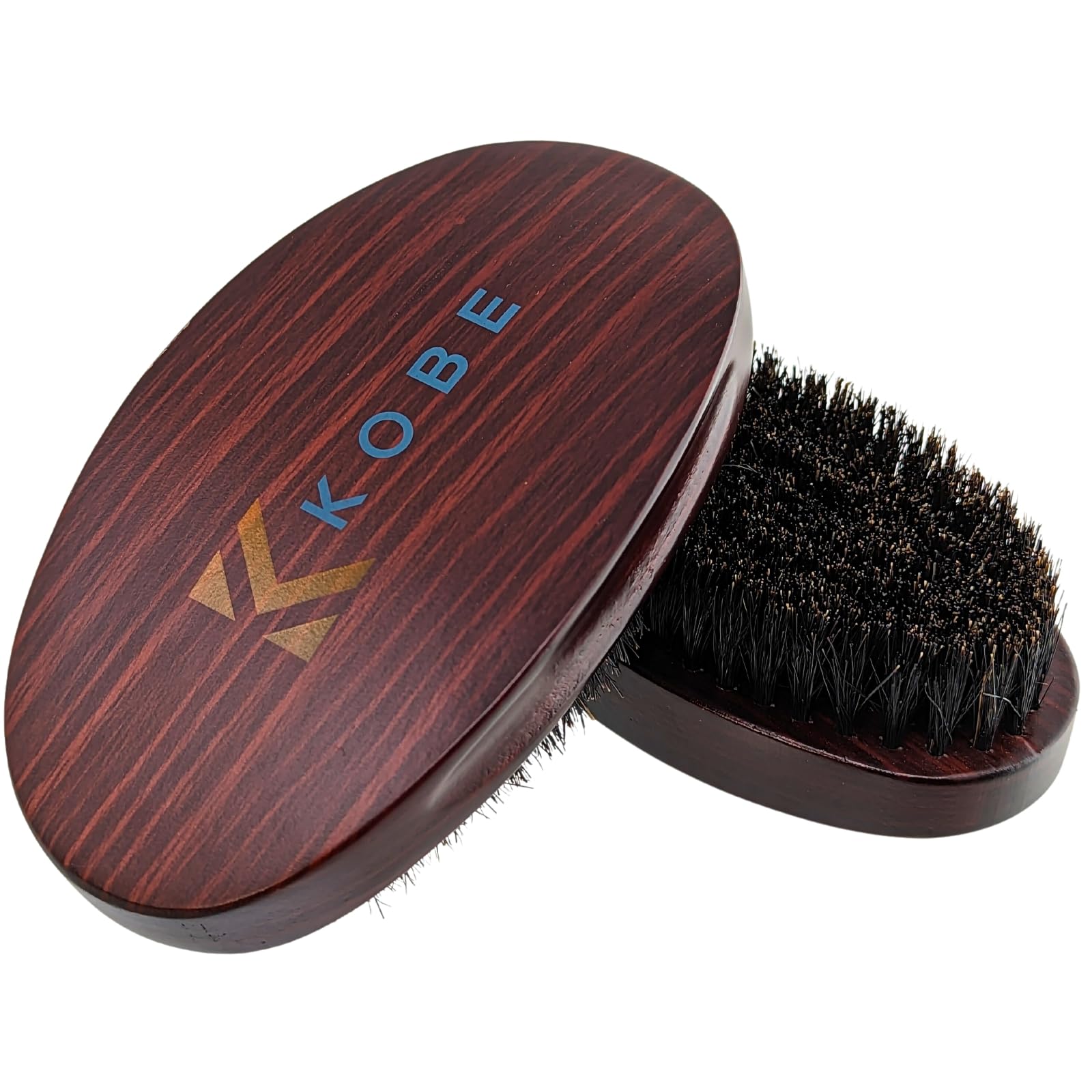 Kobe Professional Military Hair Brush/Beard Brush Grooming Kit For Men - Set of Two Brushes - Wood Grain - 100% Natural Boar Brsitle
