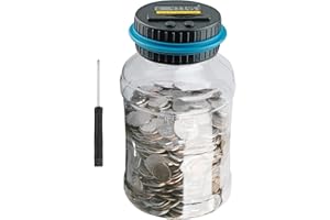 QPEY Large Piggy Banks for Adults, Digital Counting Money Jar, 1.8L Capacity Coin Counter Machine with LCD Counter, Change Jars for Saving for Boys, Designed for All US Coins