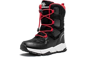 HOBIBEAR Kids Snow Boots Boys Girls Mid Calf Waterproof Warm Faux Fur Lined Insulated Winter Shoes(Toddler/Little Kid/Big Kid)