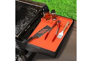 ORYCOOL Blackstone Griddle Accessories, Silicone Mat for Blackstone Griddle, Silicone Griddle Mat with Drip Pad, Grill BBQ Caddy Utensils Holder for Kitchen, Cooking & Countertop(Orange)