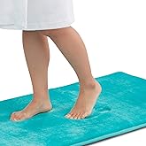 Genteele Memory Foam Bath Mat Non Slip Absorbent Super Cozy Velvet Bathroom Rug Carpet (17 inches X 24 inches, Teal)