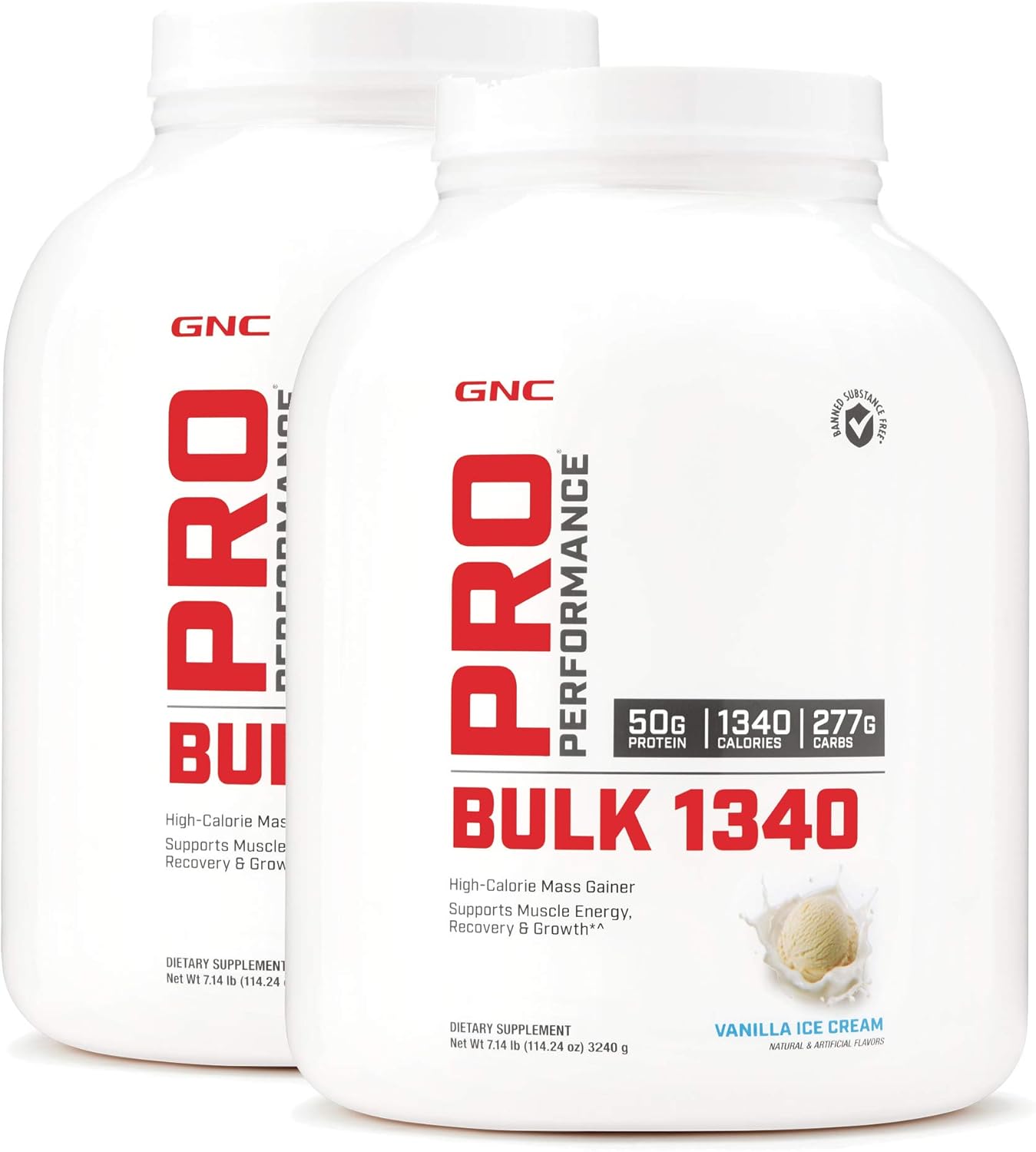 Amazon Com Gnc Pro Performance Bulk 1340 Vanilla Ice Cream Twin Pack 9 Servings Per Bottle Supports Muscle Energy Recovery And Growth Health Personal Care