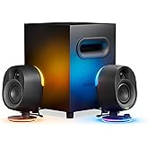 New SteelSeries Arena 7 Illuminated 2.1 Gaming Speakers – 2-Way Speaker Design – Powerful Bass, Subwoofer – Reactive RGB Ligh