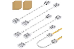 EMITEVER 10mm LED Strip Connectors,6 Packs LED Tape Light Terminal Block Connector 2 Pin Solderless Tighten Screw Transparent Wire Lead Connector for 5V 12V 24V 48V 10mm Width LED Strip Lights​