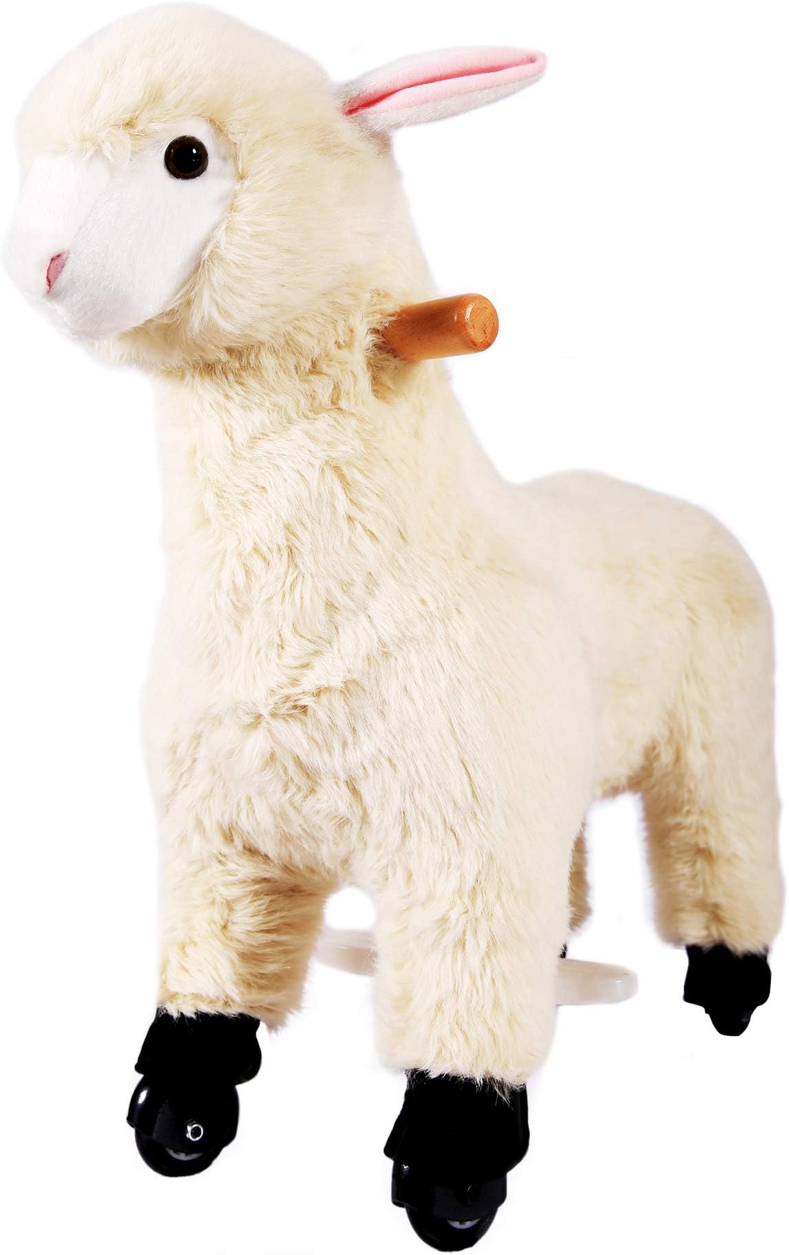 mofawangzi Saddle-Less Rocking Ride on Mini Toys Walking Horse Cycle Toy with Wheels and Foot Rest Without Battery or Electricity Mechanical for 3-5 Age (Alpaca)