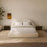 RECCI AirFrame Full Half-Moon Platform Cloud Bed Frame | Velvet Upholstered, 6-Inch Curved Headboard, 5-Inch Full-Round Cushioning, Easy Assembly, No Box Spring Needed