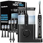 AquaSonic Home Dental Center PRO &ndash; Brushing &amp; Flossing Made Easy &ndash; Brush &amp; Floss &ndash; Power Toothbrush &amp; Water Flosser &ndash; Whiter Teeth &amp; Healthier Gums &ndash; Black Series Pro+Oral Irrigator