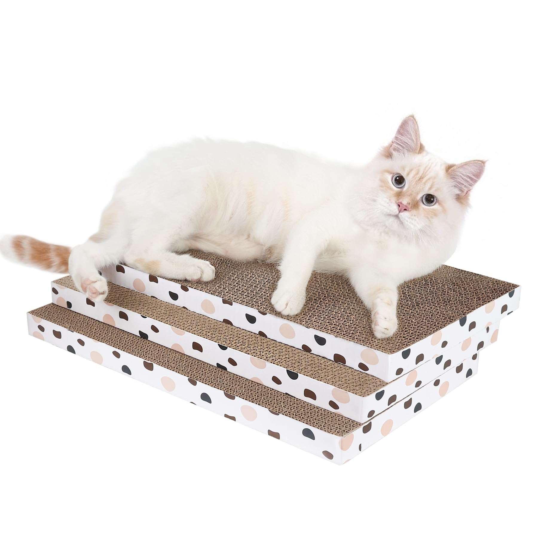 ComSaf Cat Scratcher Cardboard, 43 x 26 cm Large Size Cat Scratcher Pads, 3PCS Double-Sided Scratching Board Easy for Cats to Scratch, Durable Reversible Recycle Corrugate Scratch Pad for Indoor Cats