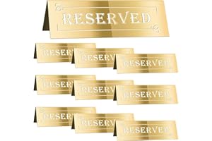 10PCS Reserved Table Signs, Acrylic Guest Reservation Table Tents Sign, Waterproof Gold Double-Sided Reserved Seat Signs, Res