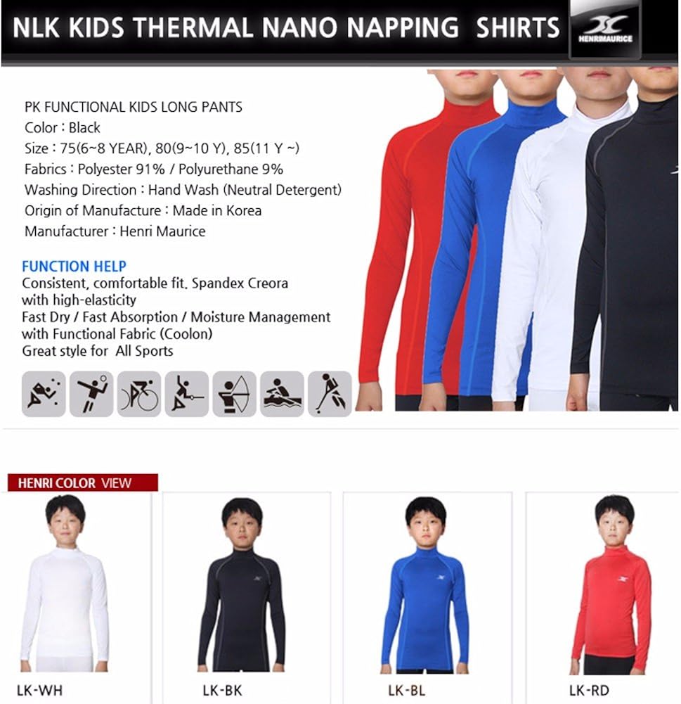 Thermal Underwear Kids Mock Turtleneck Shirts Compression Tops Base Layer NLK: Clothing