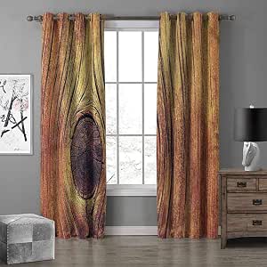RenteriaDecor Rustic Wide Blackout Curtains Aged Wooden Texture