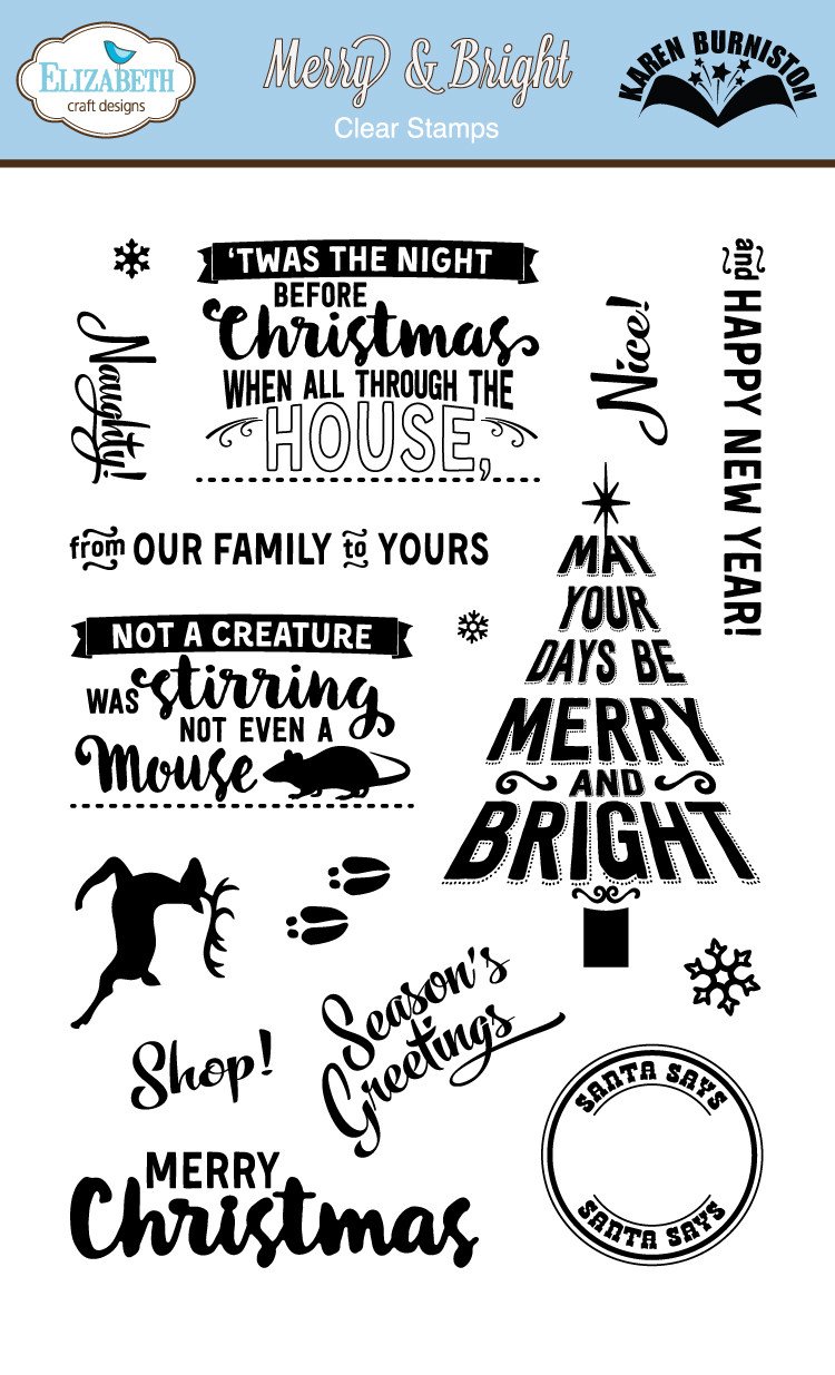 Elizabeth Craft Designs Elizabeth Crafts Cling Stamps 2.25 x 1.25-inch-Merry and Bright, Various