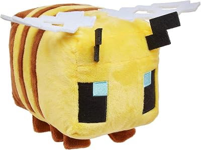 Mattel Minecraft Basic Plush Bee 8in Black Soft Doll Gift for Kids 3+ HBN41