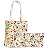 VBCVBGFH Flower Plant Lover Gifts for Women Canvas Tote Bag with Makeup Bag Cosmetic Bags Grocery Bags for Shopping Christmas