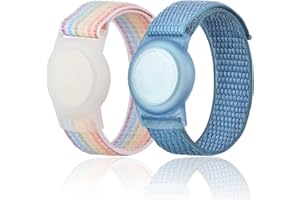 JOIXXV 2 Pack Wristband for Airtag Kids, GPS Bracelet for Kids Compatible with Apple Air Tag, Nylon Watch Band Tracker Case Strap Holder Accessories for Toddler Child Adult, Adjustable Anti-Lost(Raina&Blue)