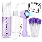 LZM Lash Shampoo Kit Cleaning for Extensions &amp; Natural &amp; Cluster Lashes | Oil Free Cleanser Gentle Bath for Sensitive Eyes, Eyelash Extension Cleaner Foam for Salon and Daily Use (2.02 fl oz 60ml)