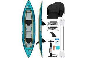 OCEANBROAD Inflatable Sit-in Kayak(NO HIN), 1 Person/2 Person Blow Up Kayak for Adults with Paddle, Kayak Seat, Pedal, Hand Pump and Bag, Blue/Sky Blue