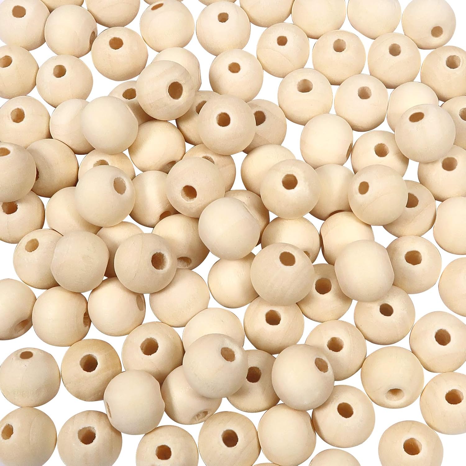 TOAOB 100pcs Wooden Beads Round Wood Beads 10mm for Crafts Decoration DIY Jewelry Making, Light Brown