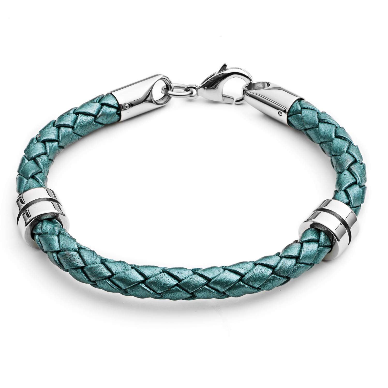 Tribal Steel Women's Jade Green Leather & Stainless Steel Bracelet