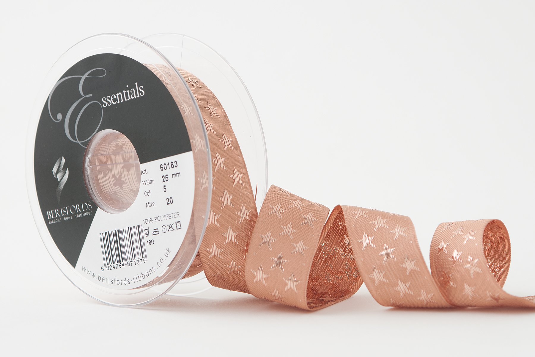 Berisfords Galaxy Ribbon, Creta/Rose Gold, 25 mm