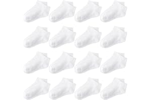 Glooarm 16 Pairs Boys Girls Socks Toddler Ankle Athletic Low Cut Kids Socks