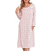Bloggerlove Nightgowns for Women Soft 100% Cotton House Dress Short/Long Sleeve Night Gowns Comfy Sleepwear S-3XL