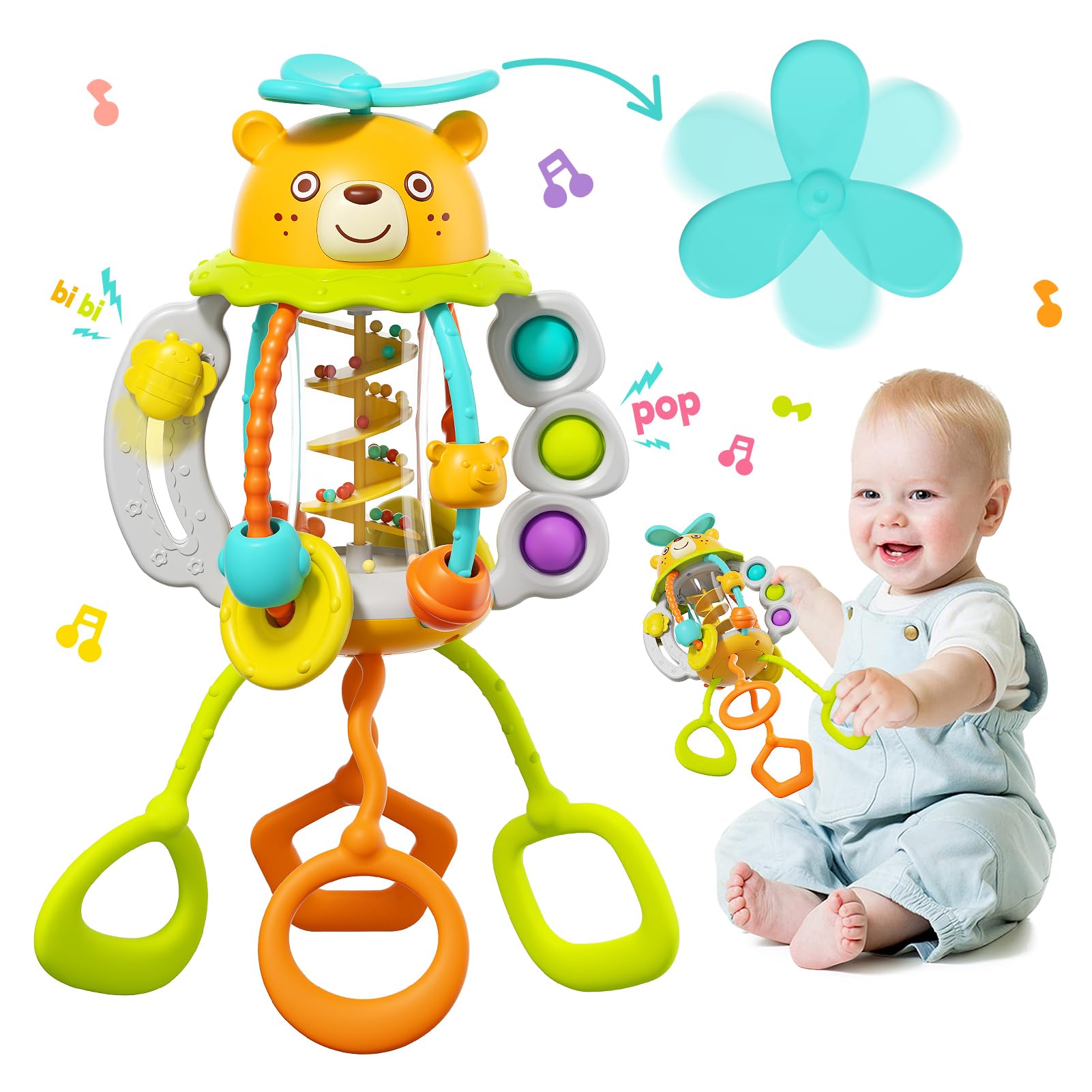 Photo 1 of HOLA Montessori Toys for 1 Year Old Boys-Rattle Teething Baby Toys 0-6 & 6-12 Months, Silicone Pull String Sensory Toys for 1 Year Old Girl Gifts Christmas Stocking Stuffers