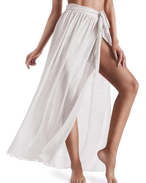 EICOLORTE COVER UP SKIRT OPEN FRONT SWIMSUIT WRAP COVER UPS SUMMER BEACH SKIRTS WITH SLIT FOR WOMEN