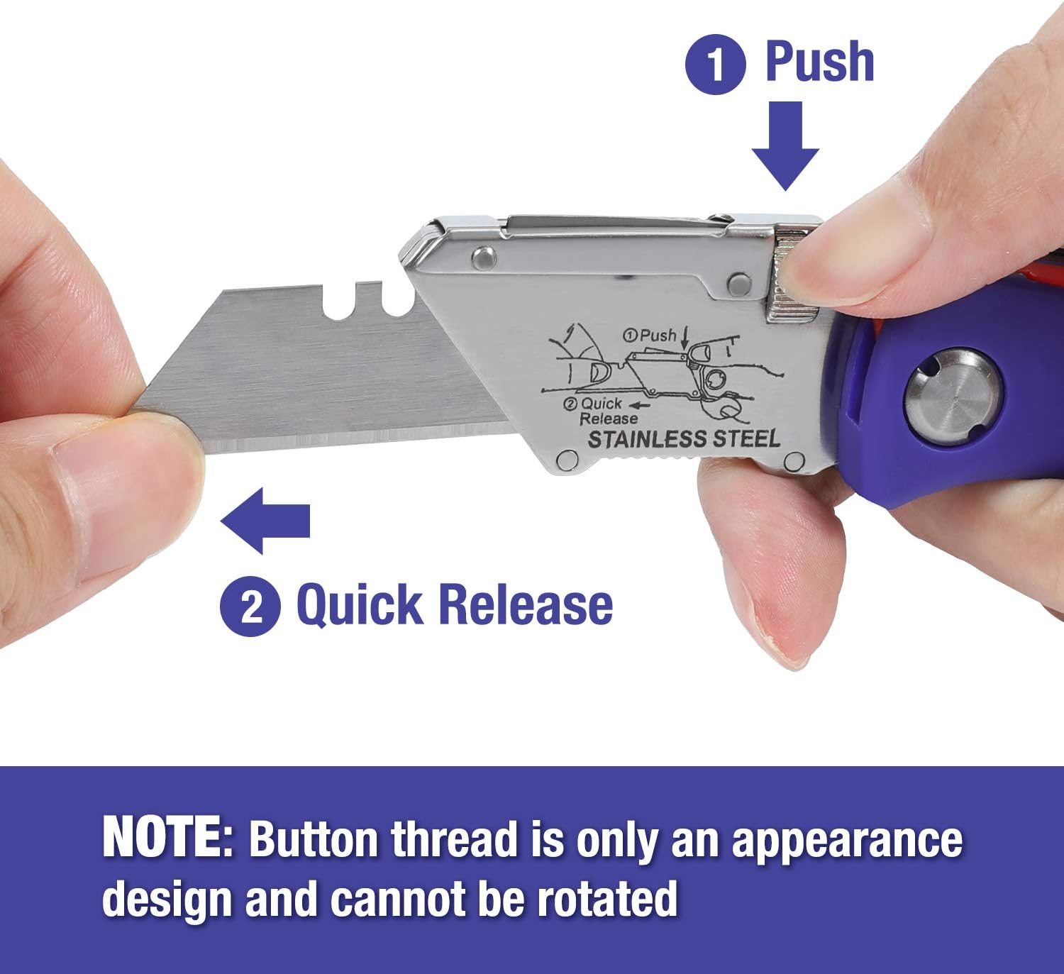 WORKPRO Folding Utility Knife Quick-change Box Cutter, 15 Blades Included, 5 Blades in Handle and 10 Extra Blades in Small Box, SK5 Blades, 1-Pack - - 