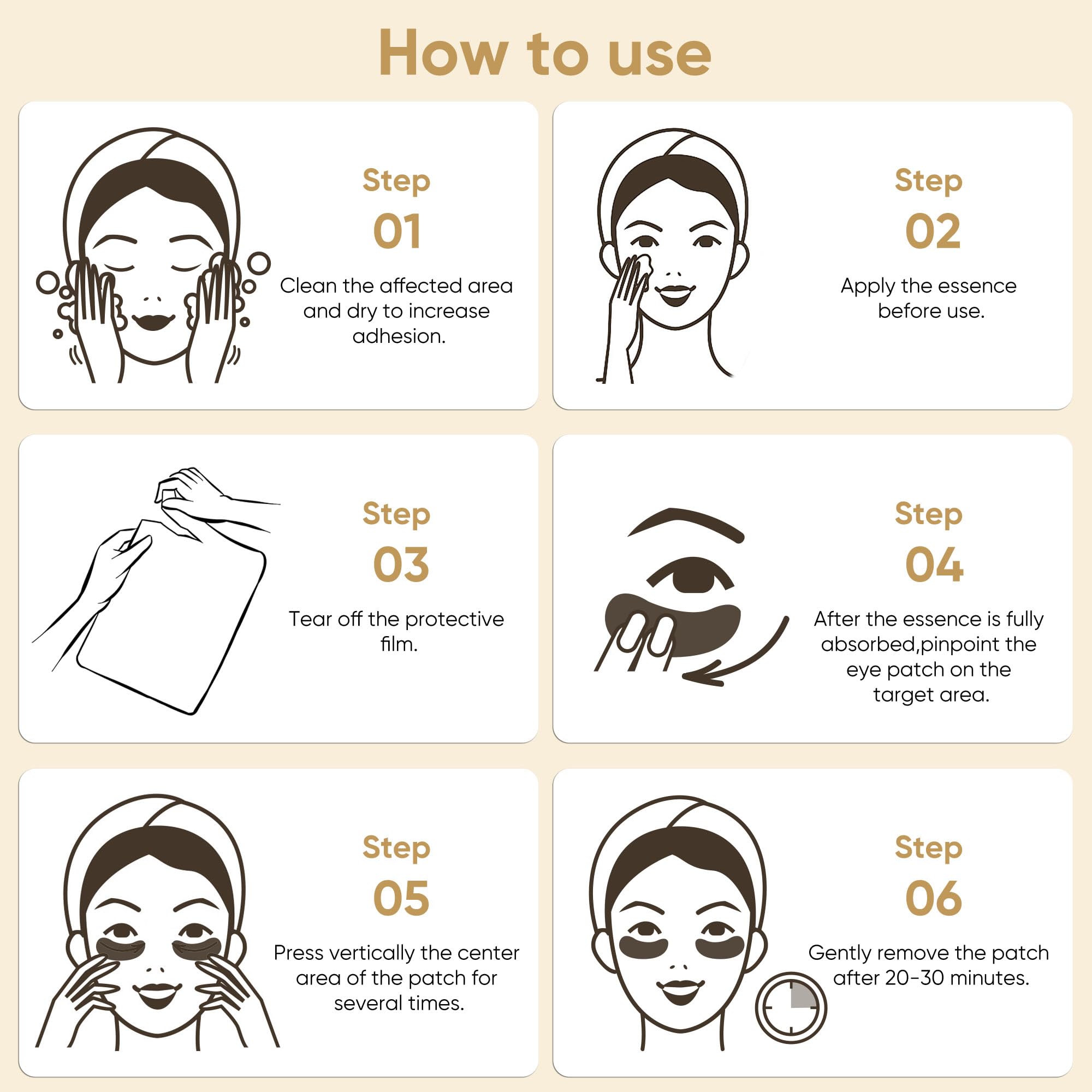 Bukamkom 20Pcs/10Pairs Under Eye Patches Gold for Dark Circles, Puffy Eyes, and Wrinkles, 24K Gold Eye Mask for Face, Eye Cream for Men and Women