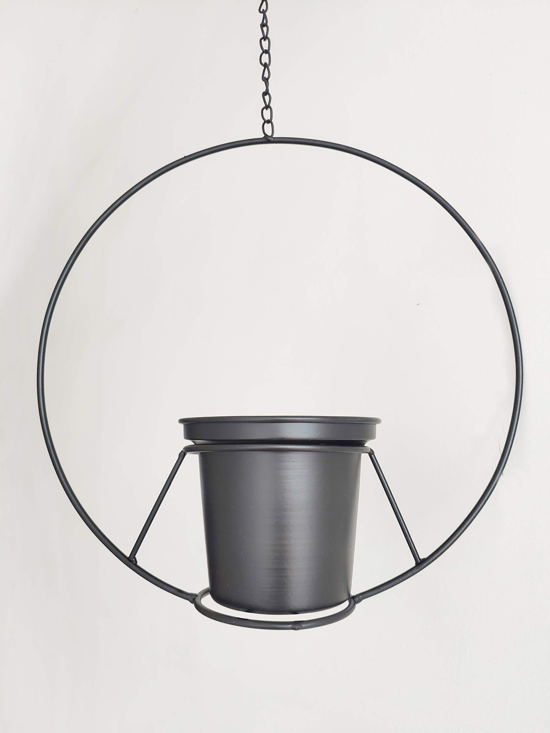 RISEON Black Hanging Flower Plant Pot,Black Metal Basket Planter Holder