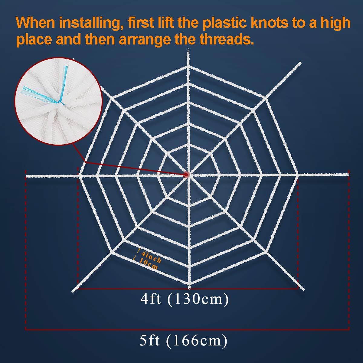 Pawliss Halloween Decorations, 5 feet Round Spider Web, Halloween Outdoor Yard Decor, 2 White and 1 Black