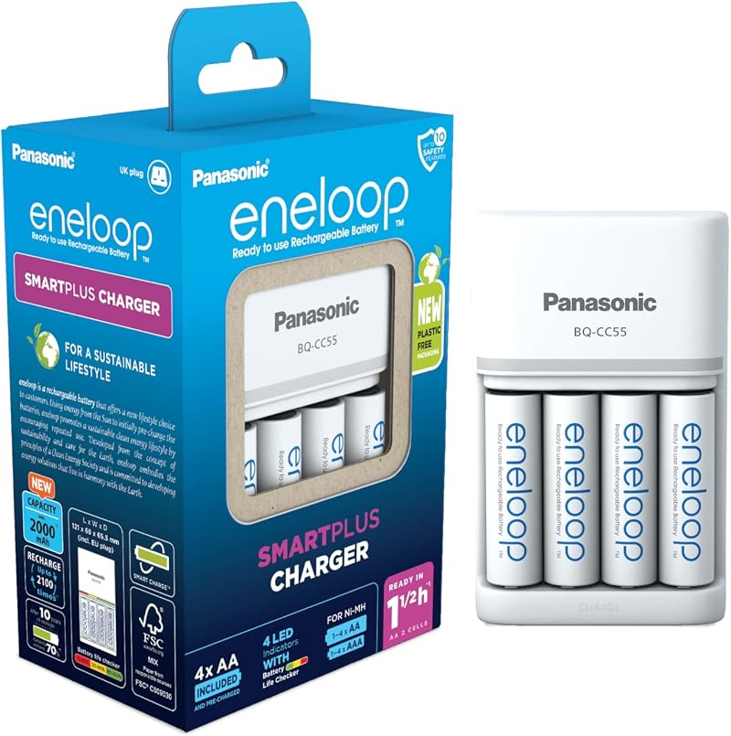 Eneloop SmartPlus Charger 1-4 AA/AAA Ni-MH with 4x 2000mAh UK plug