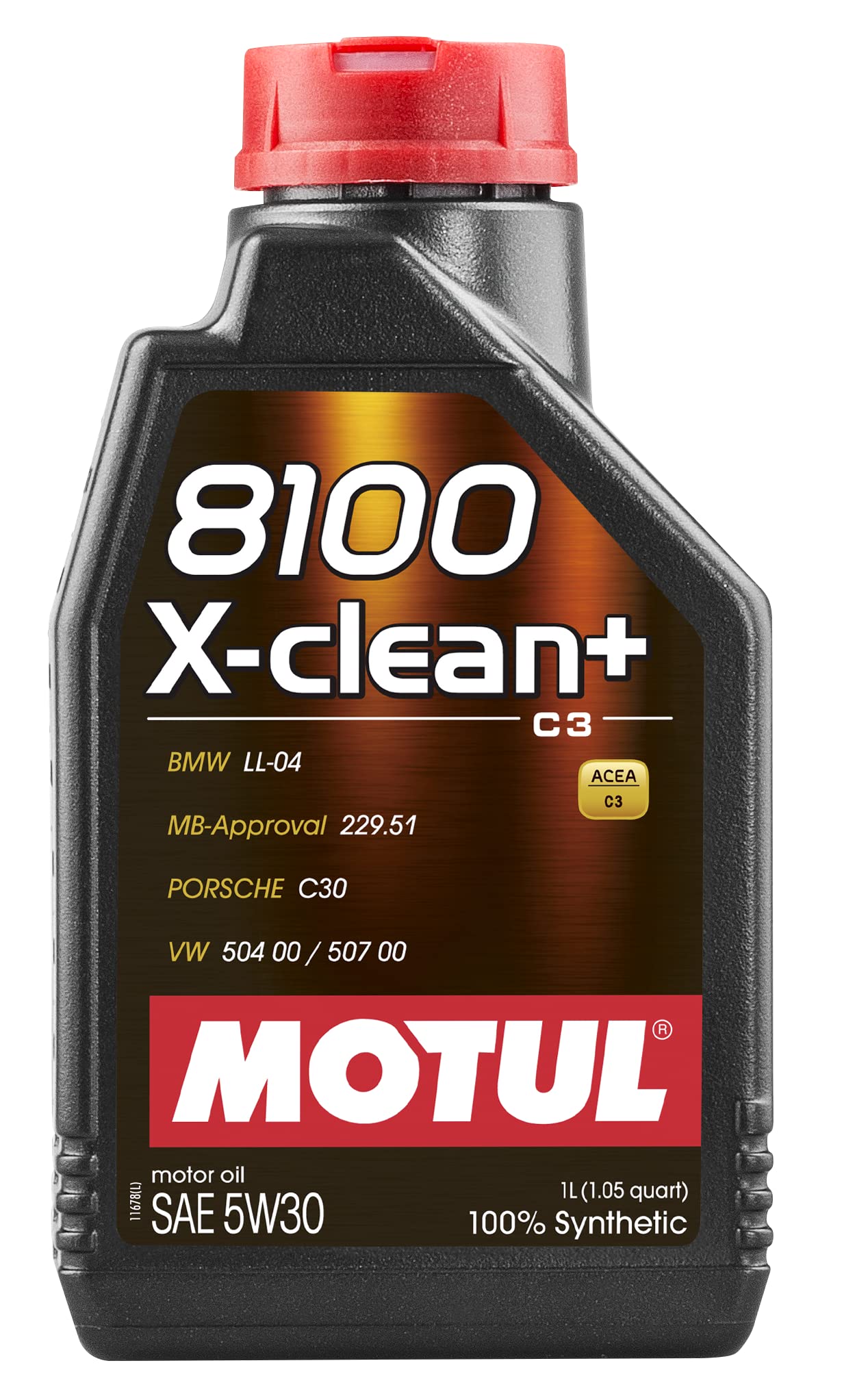MOTUL 106376 | MOTUL 8100 X-clean + 100% Synthetic Lubricant for Petrol & Diesel Vehicles - Euro 4, 5 & 6 | Viscosity SAE J 300, 5W-30 | 1 Litre