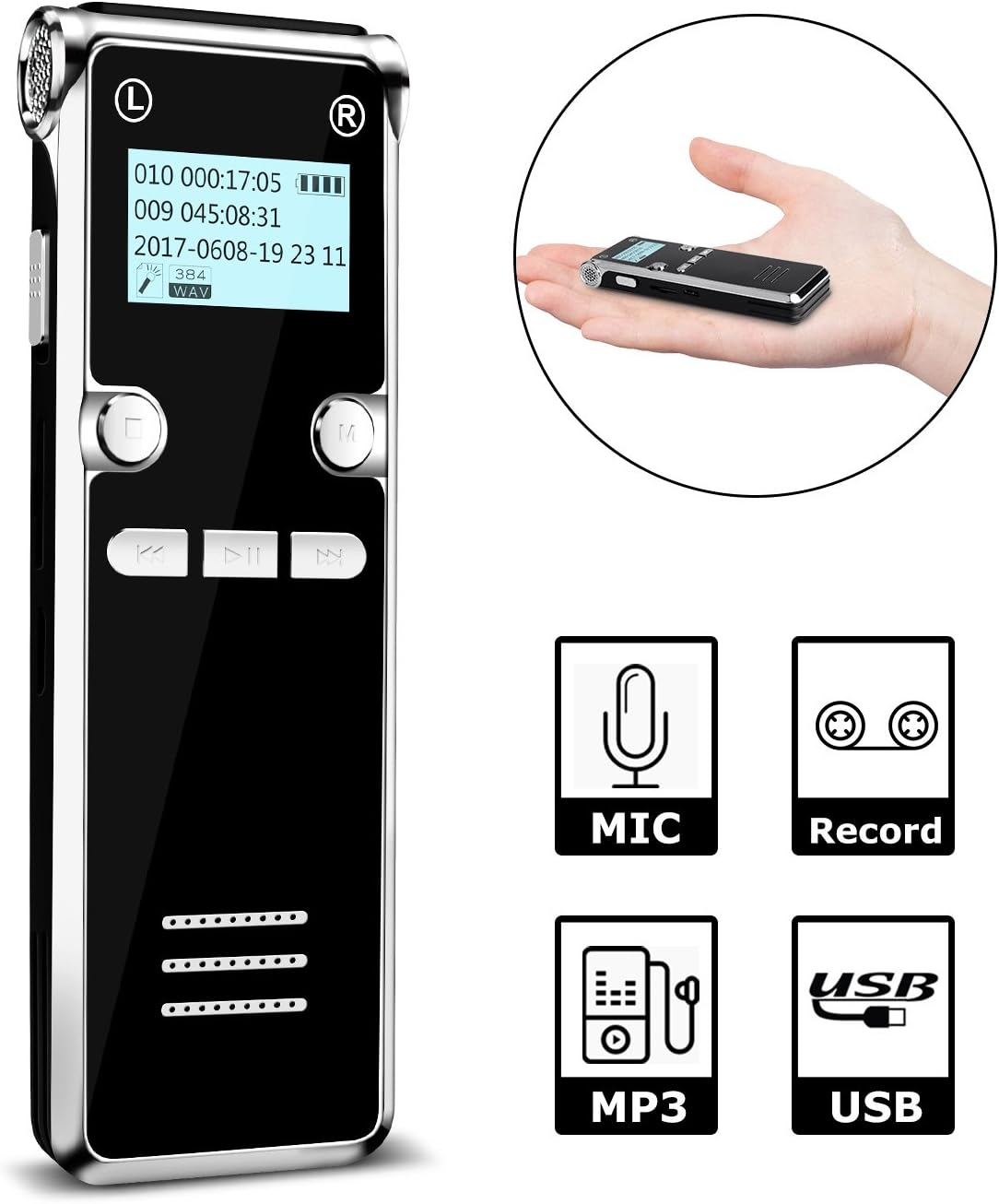 Digital Voice Recorder,Paragala Portable Multifunctional Rechargeable