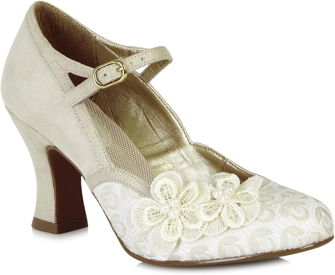 cream court shoes and matching bag