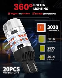 LASFIT T3 7443 7440 LED Bulb Amber for Toyota Camry
