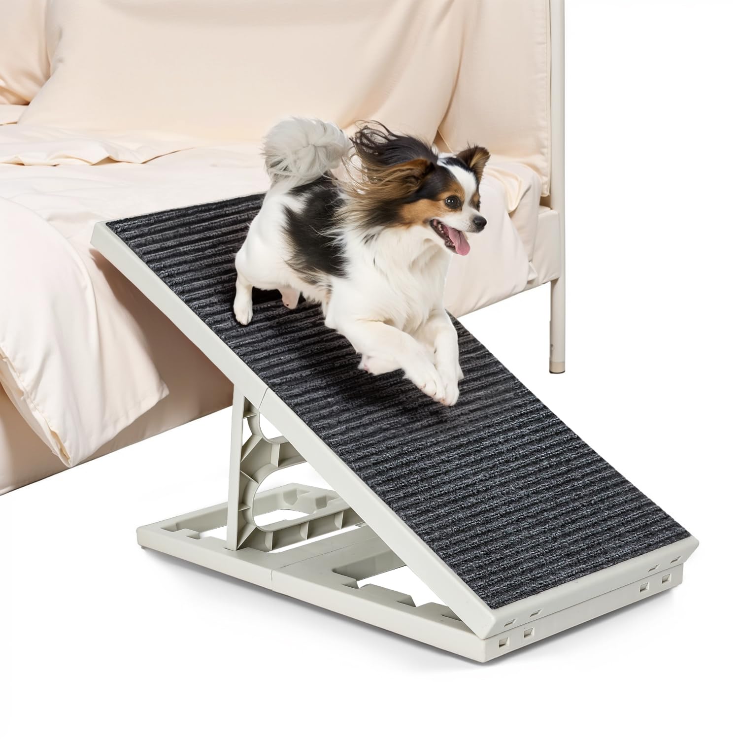 Photo 1 of 2 in 1 Adjustable Dog Ramp Bed for Small Medium Pets Folding Collapsible Pet Ramps with Non Slip Carpet Portable Indoor Puppy Ramp for Sofa,Chair