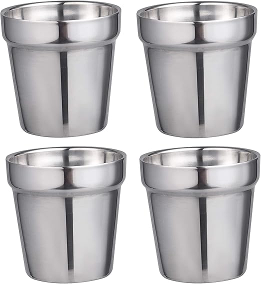 Amazon Com Imeea 6oz Small Cups Tumbler Mug Double Walled Sus304 Stainless Steel For Kids Coffee Cup Espresso Cup Set Of 4 Kitchen Dining