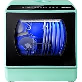 AIRMSEN Portable Countertop Dishwasher, No Hookup Needed | 6 Programs, 1-Hour Hot Air Drying &amp; 72-Hour Air Circulation, Built-in Water Tank, for Home, Apartments &amp; RVs
