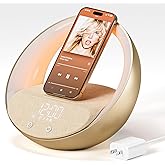 FUNFOR Bluetooth Speaker, 15W Fast Wireless Charging for Bedroom, Adjustable LED Night Light, 10W Portable Wireless Audio, Bl