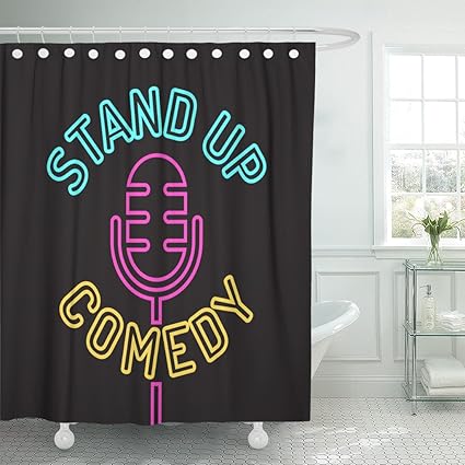 Amazon Com Emvency Shower Curtain Red Event Stand Up Comedy