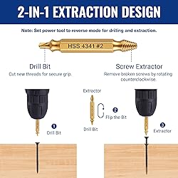 WORKPRO 6PCS Stripped Screw Extractor Set, Titanium