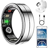 Fit Ring for Women Men, Ring Health Tracker with Heart Rate,Blood Oxygen,Heart Rate Variability, Stress, Sleep Monitor, Step Counter, Smart Ring for iPhone & Android, No Subscription Fee (Silver, 11#)