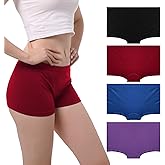 GAREDOB Women's Comfortable Mid Waist Boyshort Panties Soft No Panty Lines Boyshorts 4Pack Size S-4XL
