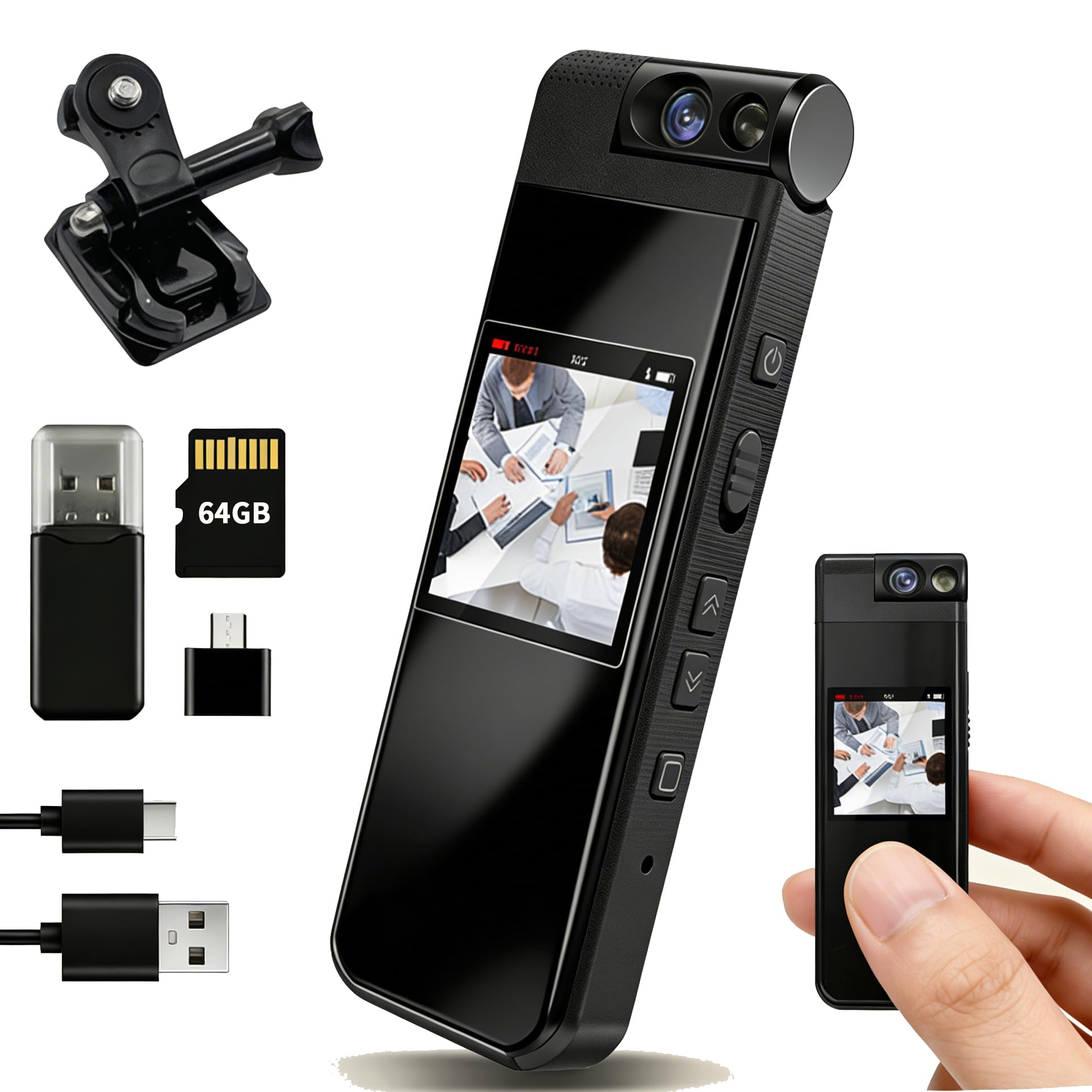 Photo 1 of ***SIMILAR***  Mini Body Cameras with Audio and Video Recording - Small Body Camera 1080P with 64G Card - Wearable Personal Portable Cameras for Security Work Records Guard Traveling